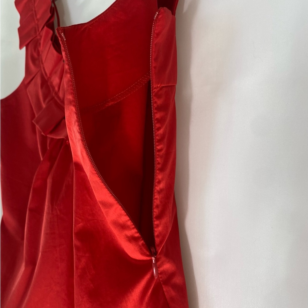 Zara Basic Red Ruffle Neck Cotton Tank Top Women’s Size L Summer Vacation Casual - Picture 4 of 7